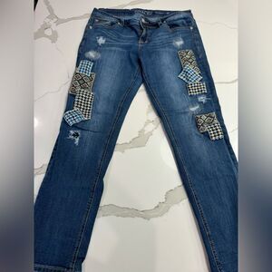 Grace in LA patchwork distressed jeans size 29